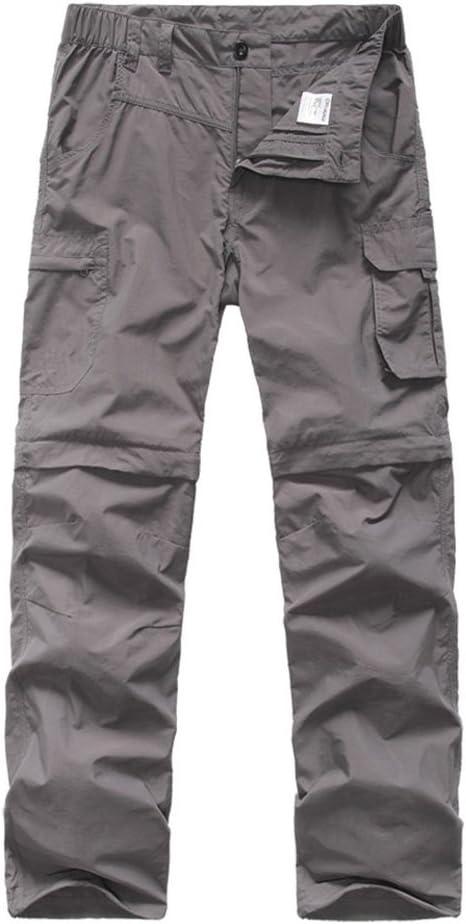 linlon Kids' Cargo Pants, Boy's Casual Outdoor Quick Dry Waterproof Hiking Climbing Convertible Trousers #9016 (Gray)