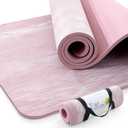 UMINEUX Extra Thick Yoga Mat, 2/5 Inch (10MM), Natural Rubber and TPE Non Slip Yoga Mats with Strap for Women Men, Eco Friendly Exercise Mat for Yoga, Pilates and Home Workout (Parfait Pink)