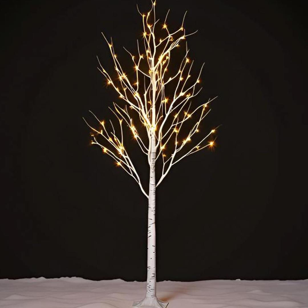 Twinkle Star Lighted Birch Tree 6 Feet 96 LED for Home Wedding Festival Party Christmas Decoration (Floral)