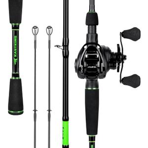 KastKing Zephyr Dual-Tip Fishing Rod and Reel Combo,Spinning & Baitcaster Combo,Dual Tips Section for Different Powers,IM6 Graphite 2-Piece Rod with Extra Tip,Sensitive & Powerful,Freshwater Fishing