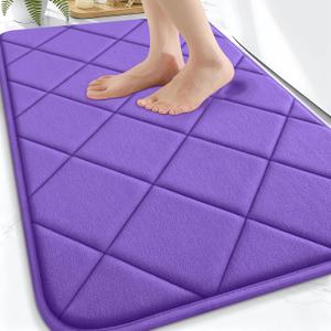 OLANLY Memory Foam Bath Mat 30x20, Ultra Soft and Absorbent Bathroom Rugs, Machine Washable, Comfortable Bath Carpet for Bathroom Floor, Tub and Shower, Purple