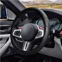 LAINLOY 14.5"-15" Car Steering Wheel Cover, Microfiber Leather Cover, Anti-Slip Breathable Steering Wheel Decoration, Universal Steering Wheel Accessories for Diverse Cars (Black)