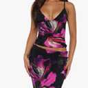 ksotutm Maxi Skirt Set Floral Print Halter Top Maxi Skirt Sexy Going Out Outfits for Women, (Black, Small)
