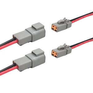 2 Sets DTP 2 Pin Waterproof Connector,Male and Female Electrical Connectors Wiring Harness 12 AWG Cable Wire for Car,Truck,Boats LED