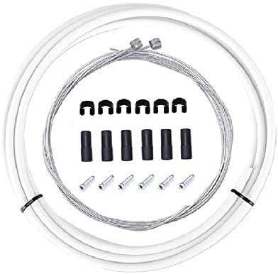 BlueSunshine Bike Bicycle Brake Cable and Housing Set - Basic Brake Cable Replacement Kit for Your Bike, Cable housing 5mm (White)