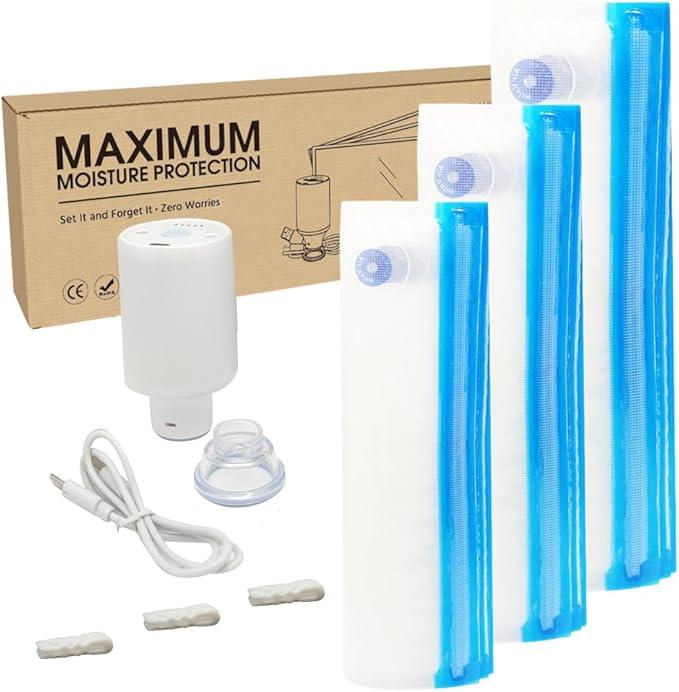 30pcs Vacuum Sealer Kit, Durable/Airtight Food & 3D Printer Filament Storage, with 60KPA Auto Pump & Clips for Cooking/Freezing/Travel/Filament Dry, Compression Storage