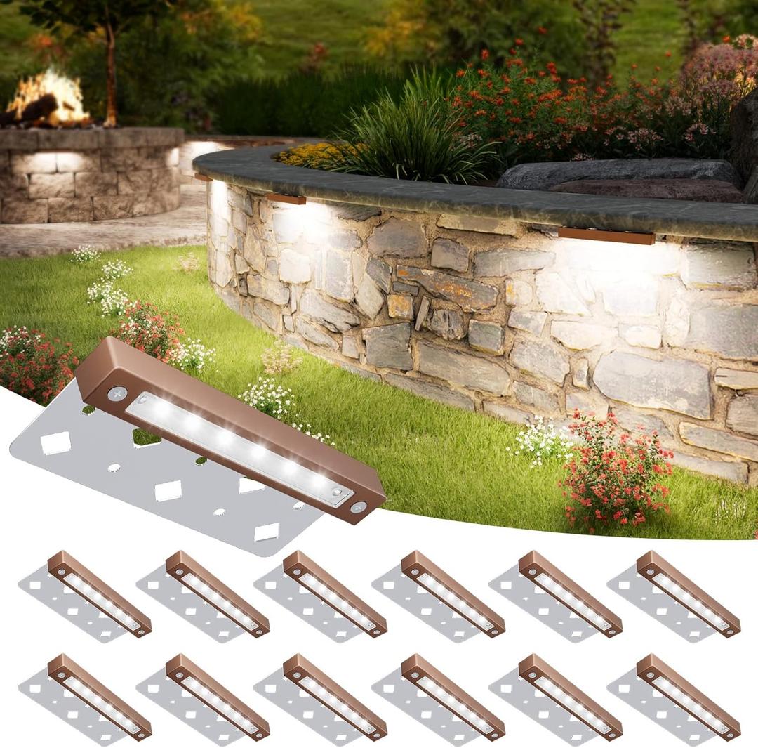 VOLISUN 12 Pack 7 Inch Retaining Wall Lights, Waterproof LED Hardscape Lighting, Cuttable Low Voltage Landscape Lighting, 12V Paver Lights, 3W Outdoor Step Lights, 5000K Daylight, ETL