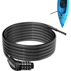 Long Cable Lock, Extra Long Straight Bike Lock (5ft to 25ft) with Resettable Combination, Kayak Locks, Unique Thin end Cable Locks Suitable Kayak, Scooter, Paddle Boards, Canoe, Jet Ski