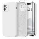Magnetic for iPhone 12 Case, Compatible with MagSafe, [Full Camera Protection][Screen Protector] Silicone Shockproof Protective Phone Case for iPhone 12 6.1", White