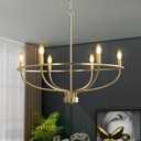 Gold Chandelier, 6 Light Gold Chandelier Light Fixture for Dining Room Chandelier Candle Lighting for Entryway Kitchen Bedroom Living Room 29in Mid Century Chandeliers