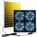 Solar Exhaust Fan for Chicken Coop & Powered Fan with 25W Solar Panel & 4-Pack High-Speed Brushless DC Fans, Solar Shed Ventilation Fan for Greenhouses, Attics, Barns & Dog Houses