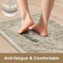 KIMODE Kitchen Mat for Floor Cushioned Anti Fatigue, Boho Vintage Kitchen Rugs Sets of 2, Non Slip Waterproof Kitchen Floor Mats, Comfort Standing Mats for Sink Laundry Desk Khaki 20"x59"+20"x32"