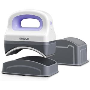 EENOUR Hat Press Machine, Mini Heat Press for Caps with 3 Heating Levels & AutoOff, Handheld Cap Easy Press with 3"×5.5" Arched Heating Plate, 2 Press Platens, A Safety Base