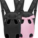 YUDODO 2-Pack Pet Dog Carrier Backpack Adjustable Dog Front Carrier, Legs Out Easy-Fit Dog Travel Backpack Carrier for Hiking Camping for Small Medium Dogs Cats and Rabbits (Large Black+Pink)