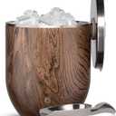 SNOWFOX Plus, Premium Vacuum Insulated Stainless Steel Ice Bucket with Lid/Scoop,Home Bar Accessories,Elegant Bartending Ice Buckets for Parties,Beautiful Outdoor Entertaining Supplies,3L,Dark Walnut