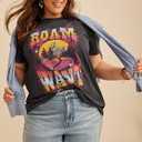 Maurices Women's/Men's "Roam If You Want To" Graphic T-Shirt – Vintage Retro Sunset Mountain Outdoor Adventure Crewneck Tee (Dark Charcoal), Size 2XL