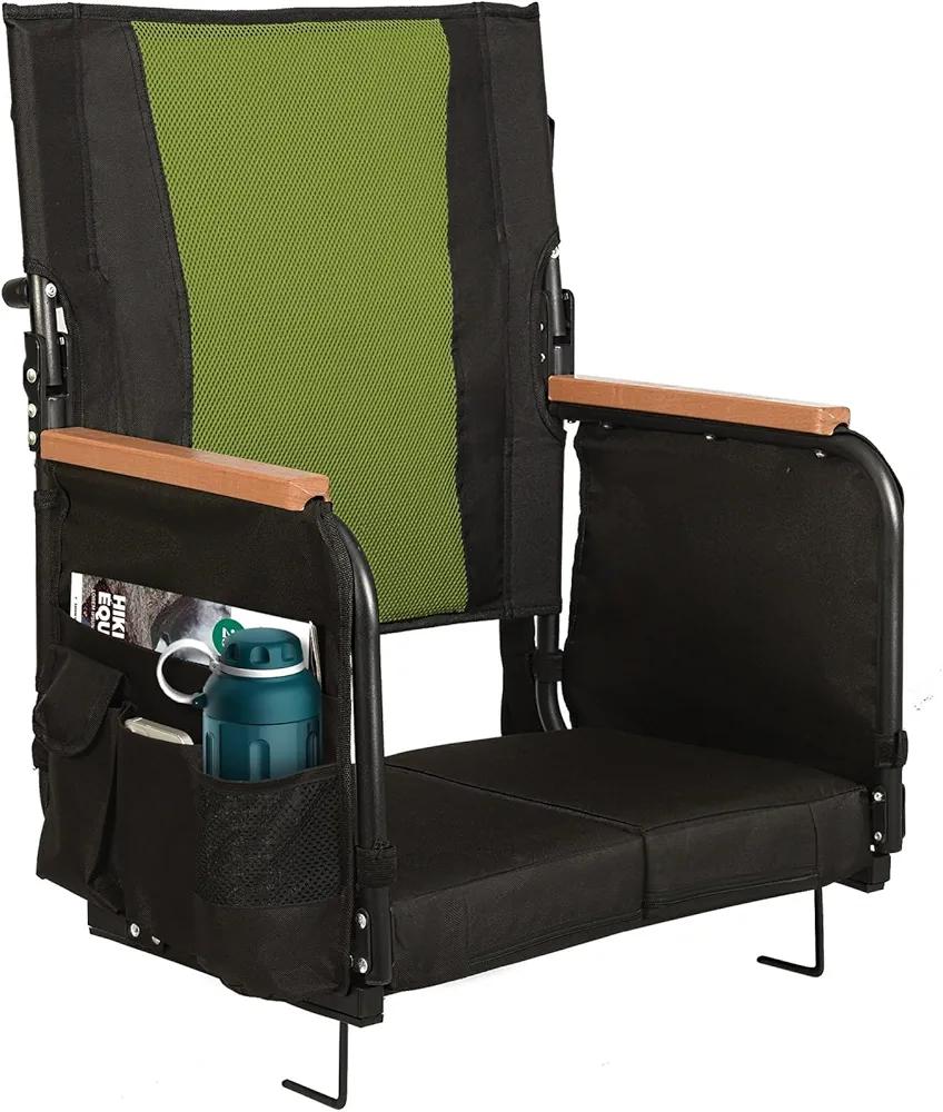 Extra Wide Stadium Seats with Back Support, Comfy Bleacher Chairs with Back Cushion, Cup Holders, and Storage Pockets, Foldable and Portable Bleacher Seat with Armrests