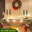 4 Pcs Christmas Tree-Shaped Flameless Taper Candles with Remote and Timer, 9.8'' Real Wax LED Window Candlesticks, 3D Flame Wick Battery Operated Christmas Tree Candles for Holiday Decoration (Green)