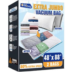 XX-Jumbo Size 48''X88'' Vacuum Storage Space Bags Extra Large for Blanket, Bedding, Comforters, Carpet, Sofa Pad Mattress, Pump Not Included (2 Pack)