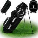 Ultra-Lite Golf Stand Bag - 3 Lbs, 4 Way Divider Portable Golf Club Carry Bag, Water-Repellent Golf Travel Case with Rain Hood, Golf Gifts for Men and Women (Black)