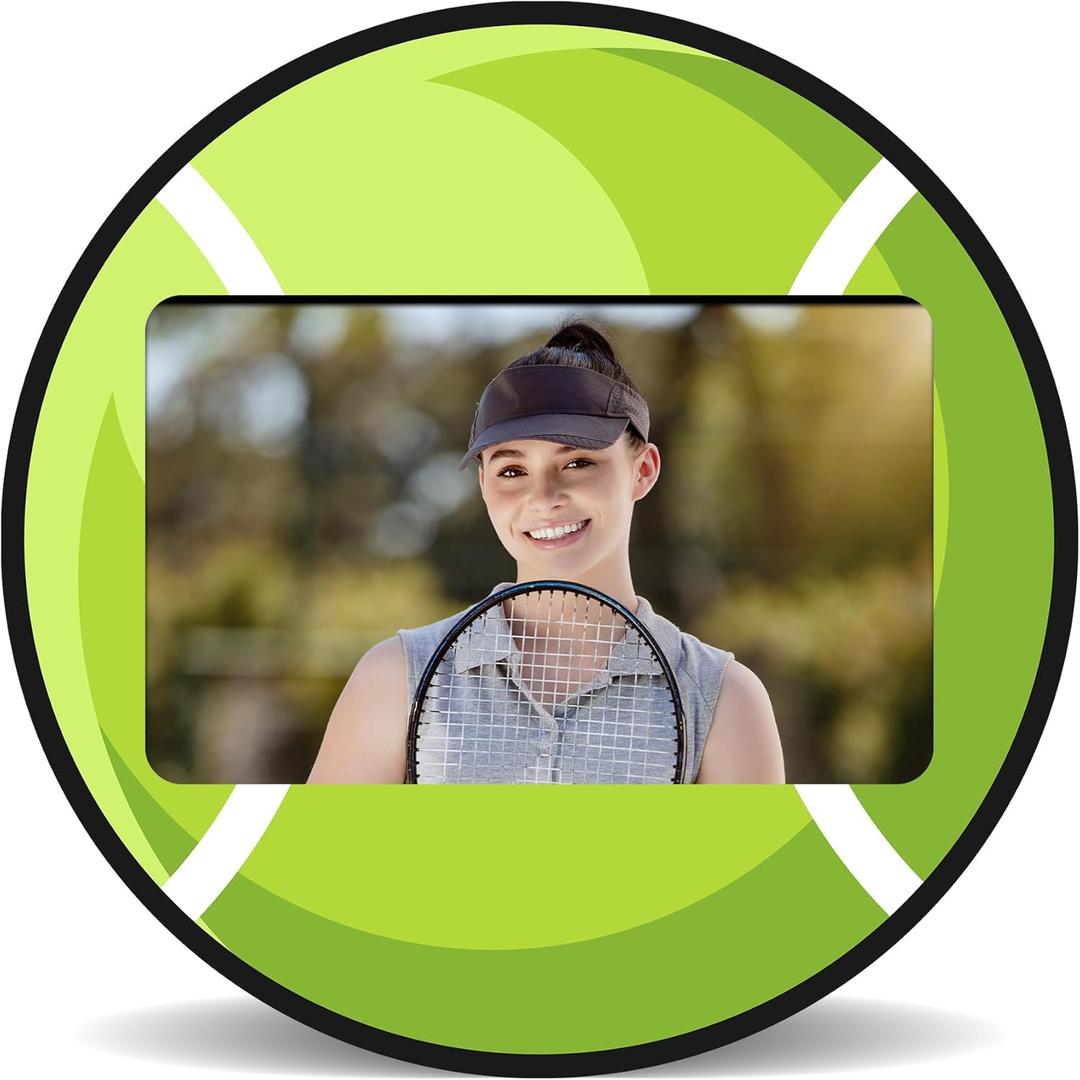 Tennis Ball Wooden Photo Frame - Sports Theme Picture Frame With Back Bracket Fits 4"X6" Photo - Tennis Ball Athletics Tabletop Photo Decoration For Home Office - Keepsake For Gifting - B01