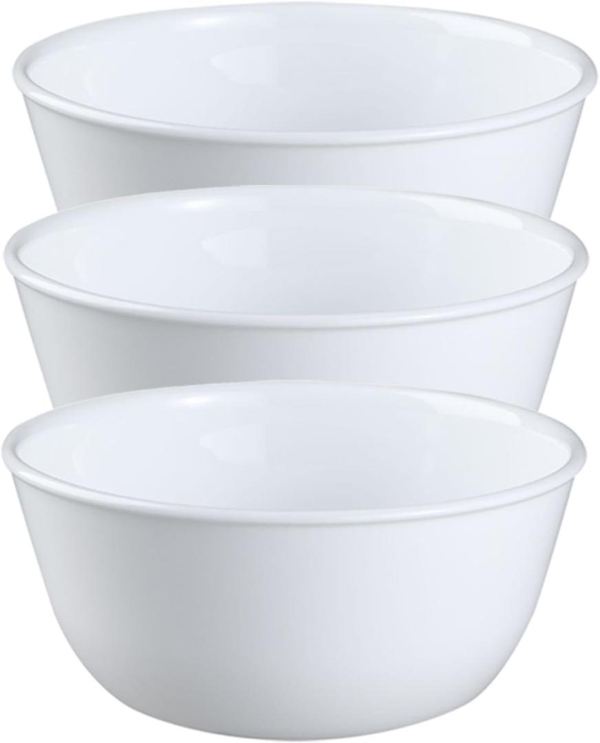 Corelle Coordinates Wh Corelle Livingware Super Soup/Cereal Bowl, 28 oz, Winter Frost White, Set of 3