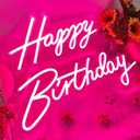 40"/23" Happy Birthday Neon Sign Large - Pink Happy Birthday Sign 12V - Happy Birthday Light Up Sign with Dimmable Switch - 2PCS Happy Birthday LED Sign for Backdrop, Party, Celebration, Decoration