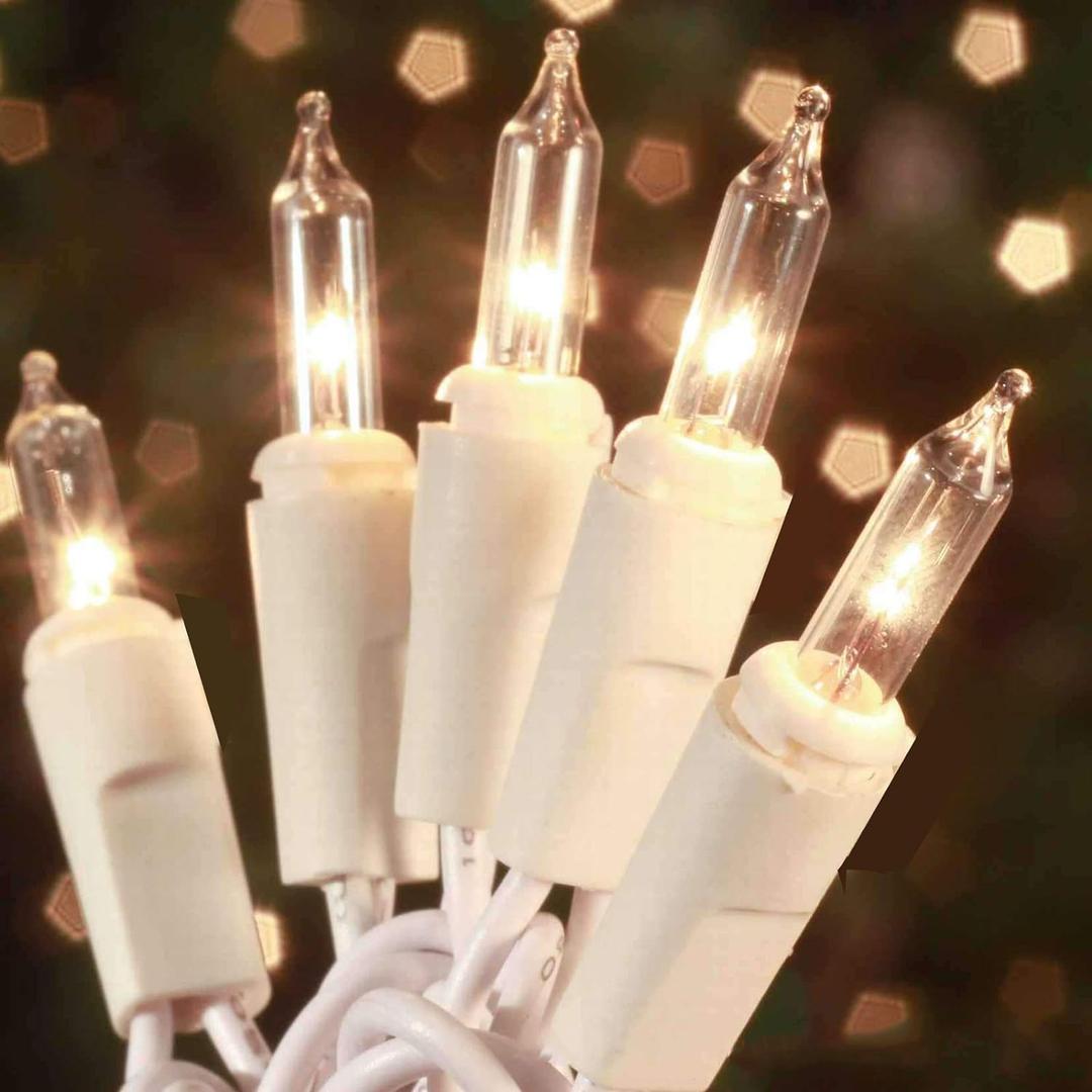 HISHINY Christmas Lights 100 Count Mini Clear Lights 21ft White Wire Christmas Tree String Lights Set for Outdoor Indoor Christmas Decorations Wedding Valentines Day Decor, UL Certified (21feet)