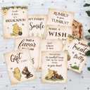 97 Decor Classic Pooh Bear Baby Shower Decorations - 9 Winnie Table Signs Decor, Vintage Pooh Quotes Winnie Party Supplies, Baby Welcome Sign For Birthday Parties, Gender Reveal, Table Centerpieces