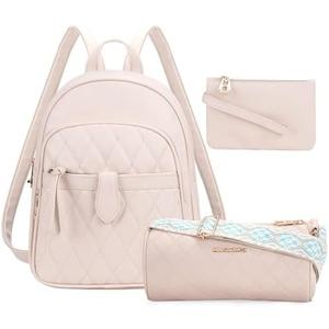 Montana West 3Pcs Anti Theft Backpack Purse for Women Small Quilted Backpack Set