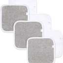 Burt's Bees Baby Infant Washcloths, 100% Organic Cotton, Soft and Super Absorbent Knit Terry Wash Cloth - 6 Pack Set (Heather Grey)