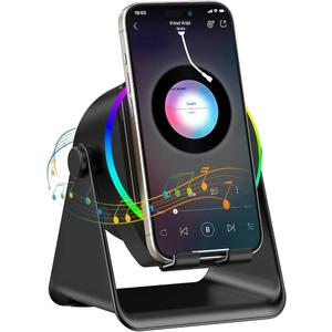 TARKARI Wireless Induction Speaker, 5 in 1 Bluetooth Speaker, 360° Rotation Cell Phone Stand with Ambient Light Compatible with iPhone iPad Android Tablet, Birthday Gifts for Women Men Him