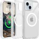 for iPhone 15, 14 & 13 Clear Case, Compatible with MagSafe, Anti-Yellowing, Shockproof, Dropproof, Heavy Duty Protection, Triple Layer Magnetic Phone Case Cover for 15/14/13, 6.1", Clear