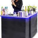 GoBar Portable Double Bar Table Set with Multi-Color LED Lights - Mobile Bartender Station for Events - Includes Carrying Case