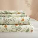 HighBuy Twin Size Sheets 3 Piece Bed Sheet Sets,Vintage Green Floral Sheets Twin Bed Sheet Set Cooling 16" Deep Pockets Easy Fit,Boho Flat Sheet for Twin Size Bed,All Season,Ultra Soft