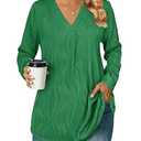 Womens 3 4 Sleeve Blouse Long Sleeve Business Casual Tunic Tops V Neck Work Tops Textured Dressy Casual Shirts Size: 3X-Large