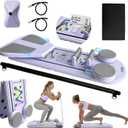 2025 Upgraded Pilates Board, Pilates Reformer Set, 6-in-1 Abdominal Pilates Board for Home Workout Equipment, Portable Foldable Ab Trainer Machine, Pilates Reformer Machine, for Women (Purple)