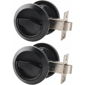 Dixiao 2 Pack Round Recessed Door Lock, Low Profile Door Knob, Hidden Install Cup Door Knob Lock, Flat Door Knobs, Low Profile Door Pulls, Pocket Bifold Door Hardware