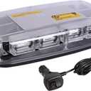 Car 48LED Warning Light Emergency Flash 12v-24V Roof Magnetic Absorption Strobe Flashing(Transparent shell yellow light)