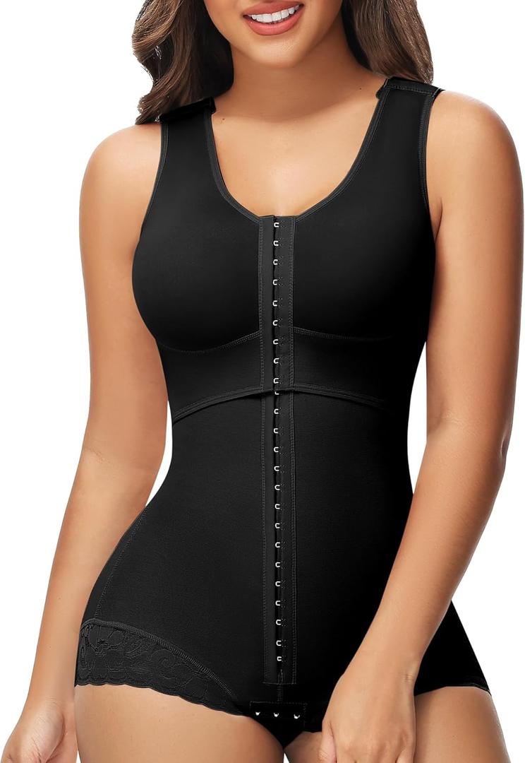 SHAPSHE Fajas Colombianas Moldeadoras BBL Post Surgery Stage 2/3 Body Shaper Tummy Control High Compression Garment Shapewear (Medium, Black)