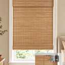 LazBlinds 100% Blackout No Drill Bamboo Roman Shades, Cordless Bamboo Blinds for Indoor Windows, Room Darkening Shades for Home & Patio, Thermal Insulated, Squirrel, 46" W x 48" H