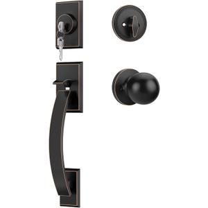 Goldenwarm Front Door Handle and Deadbolt Set, Oil Rubbed Bronze Front Door Lock Set, Front Door Lock Set with Reversible Knob Handle