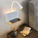 White LED Reading Wall Lights with Wireless Charging, USB Charging Port, 3-Way Dimmable Wall Sconce Bedroom, Hardwire or Plug-in, Bedside Wall Mounted Light with Flexible Gooseneck Headboard Bed Light