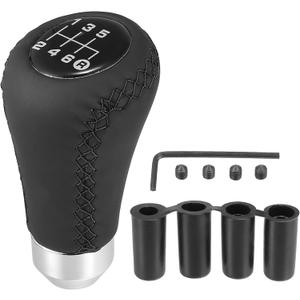 X AUTOHAUX Black Universal 6 Speed Auto Car Gear Lever Shifter Manual Stick Shift Knob PU Leather Black Stitches
