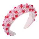 2 x Crystal Headbands for Women, Valentines Day Padded Pearl Headband Bejewelled Rhinestone Pearl Bridal Hair Hoop Wedding Hair Accessories (Pink Rose Red)