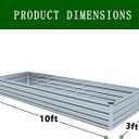10x3x1FT(2PCS) Galvanized Raised Garden Bed Kit Metal Planter Boxes,Large Outdoor Planters Garden for Planting Vegetables,Flowers,Herbs -Silver