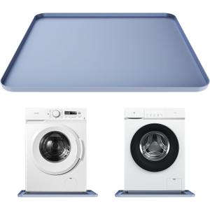 Washing Machine Drain Pan 27"x27" with 0.78" Raised Edges, LeakProof Silicone Mat, NonSlip Waterproof Floor Protector for Washer Dryer (Grey)