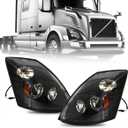 Black Reflective Led Headlight Fit For 2015-2017 Volvo VNL Semi Truck,Replacement Headlights Set - Driver and Passenger (2015-2017 VNL BLACK REFLECTIVE, Pair)