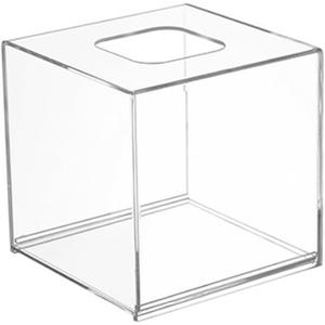Clear Acrylic Tissue Box Cover with Top Opening Smooth Polished Surface Moderate Napkin Dispenser for Bathroom Kitchen Office Car and Home Use