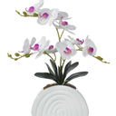 White Artificial Silk Phalaenopsis Orchid Fake Flowers Rainbow Pot Desk Decor